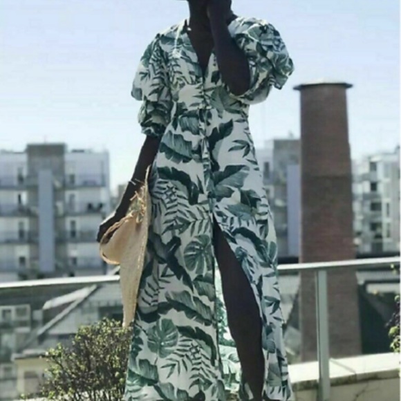 NWT Johanna Ortiz for H&M Natural White Leaf Dress - Picture 2 of 13